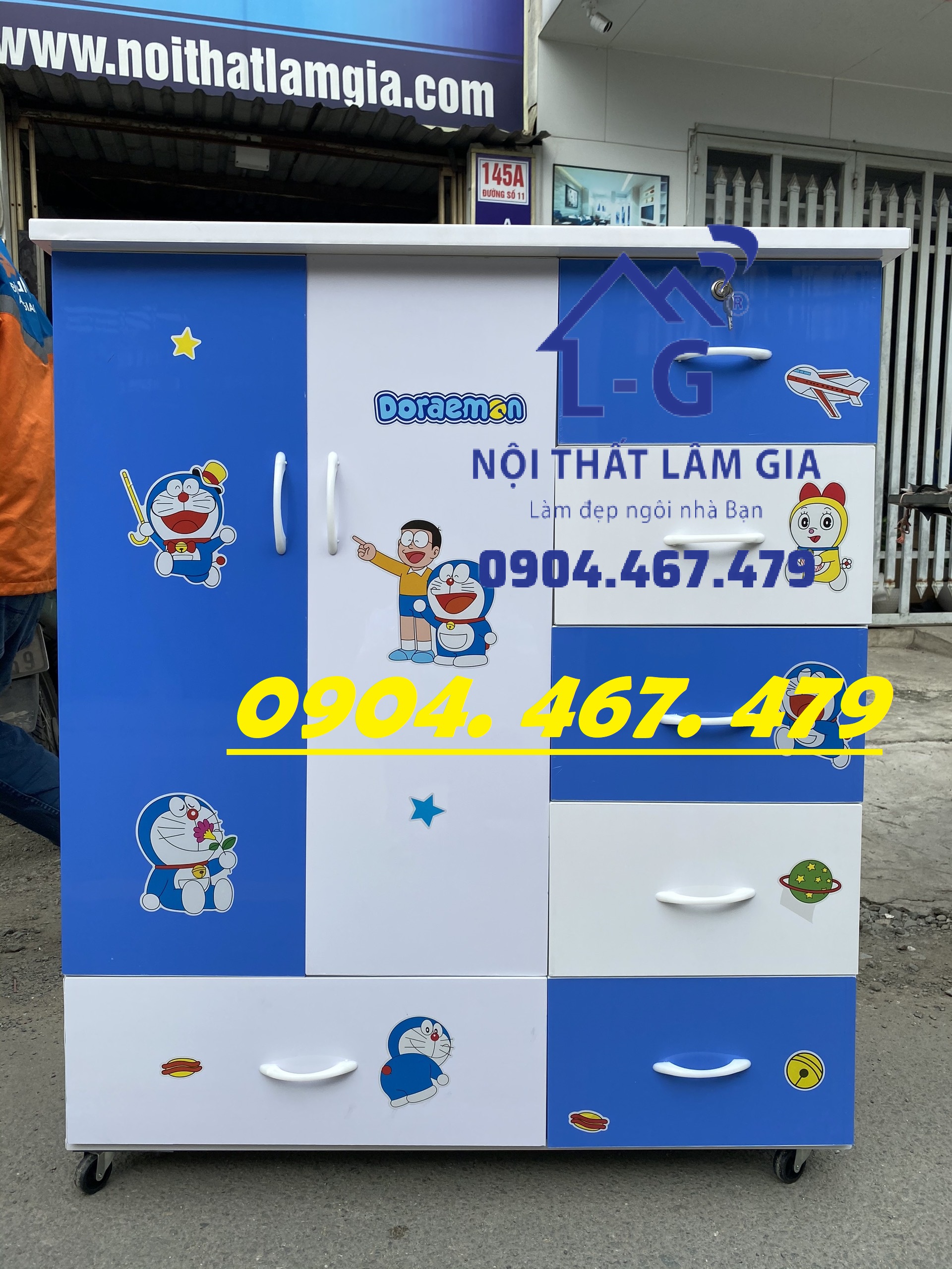 Tủ nhựa 2 cánh 6 ngăn màu xanh trắng - giao hàng nhanh 2h