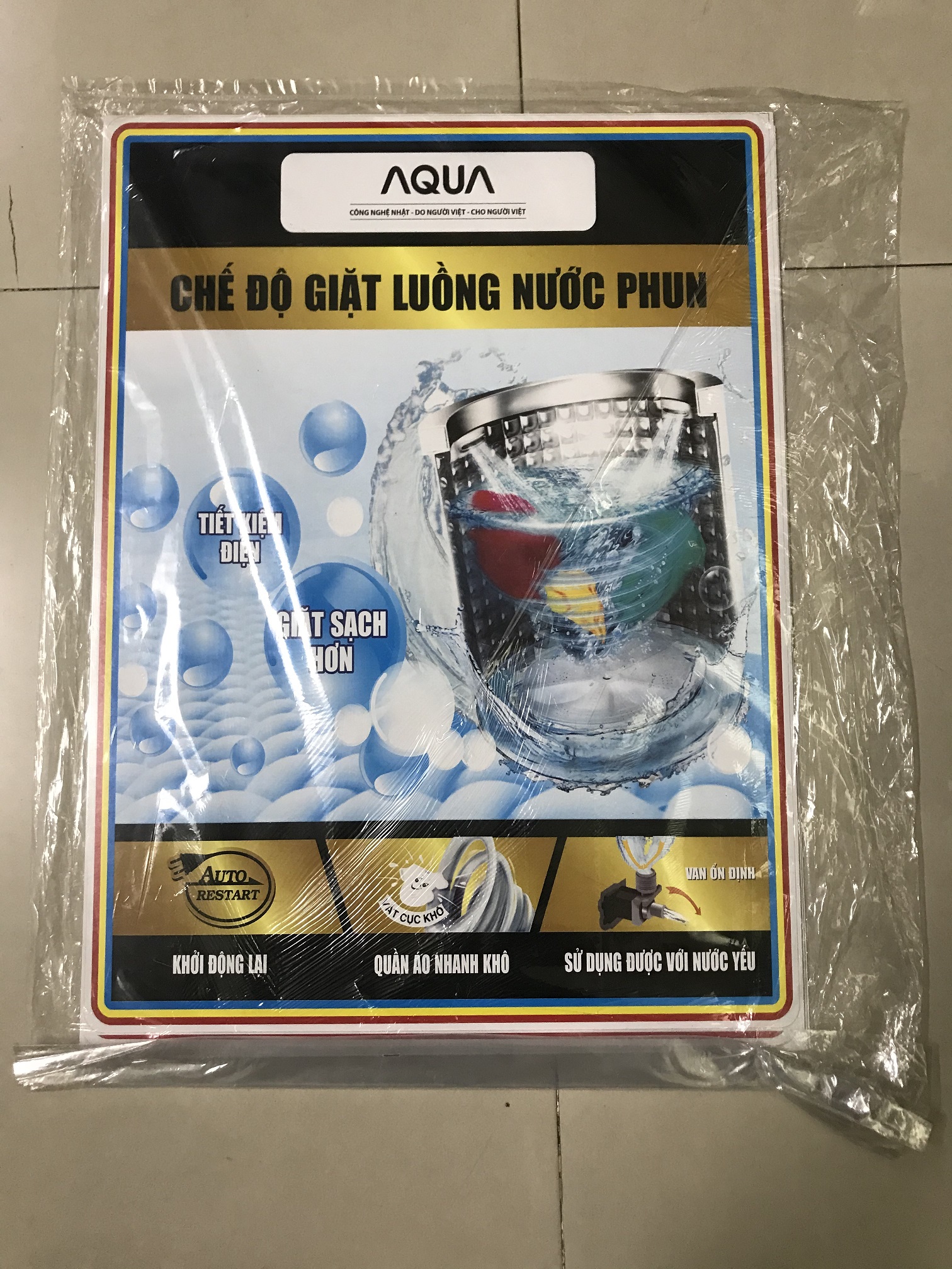 [HCM]Tem dán máy giặt Aqua/ Miếng dán máy giặt Aqua (mẫu 3)