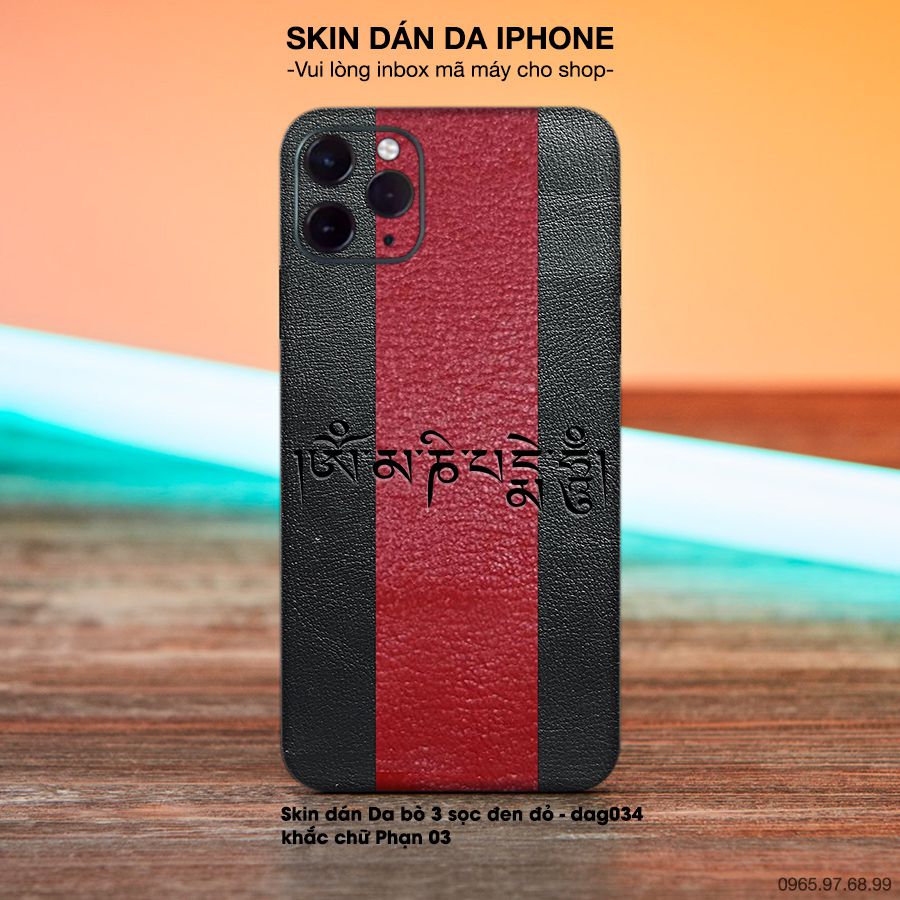 Miếng dán da khắc hình chữ Phạn cho iPhone (inbox mã máy cho shop)