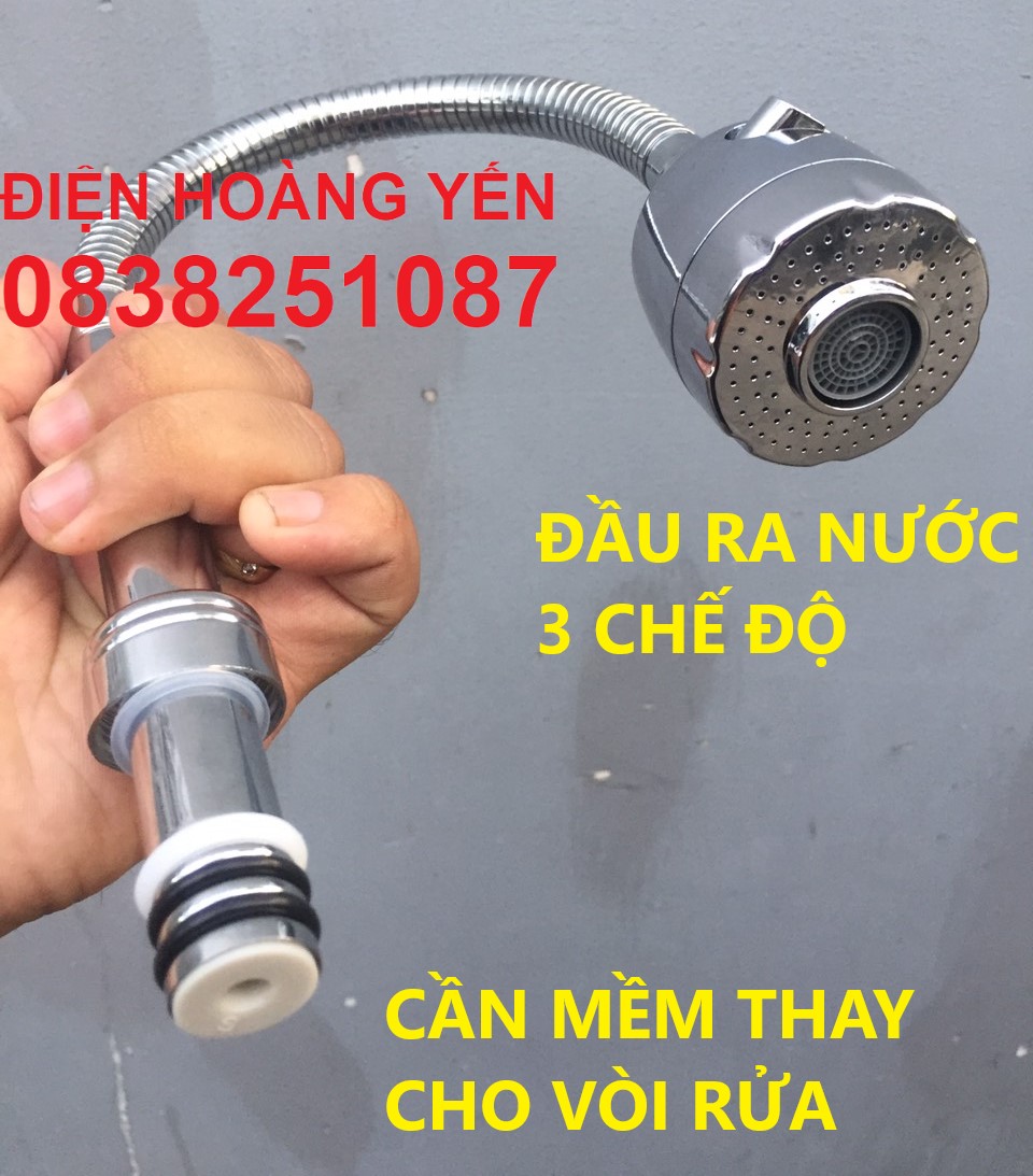 [HCM]Cần mềm thay thế cho vòi rửa bát lạnh có đầu công tắc trắng