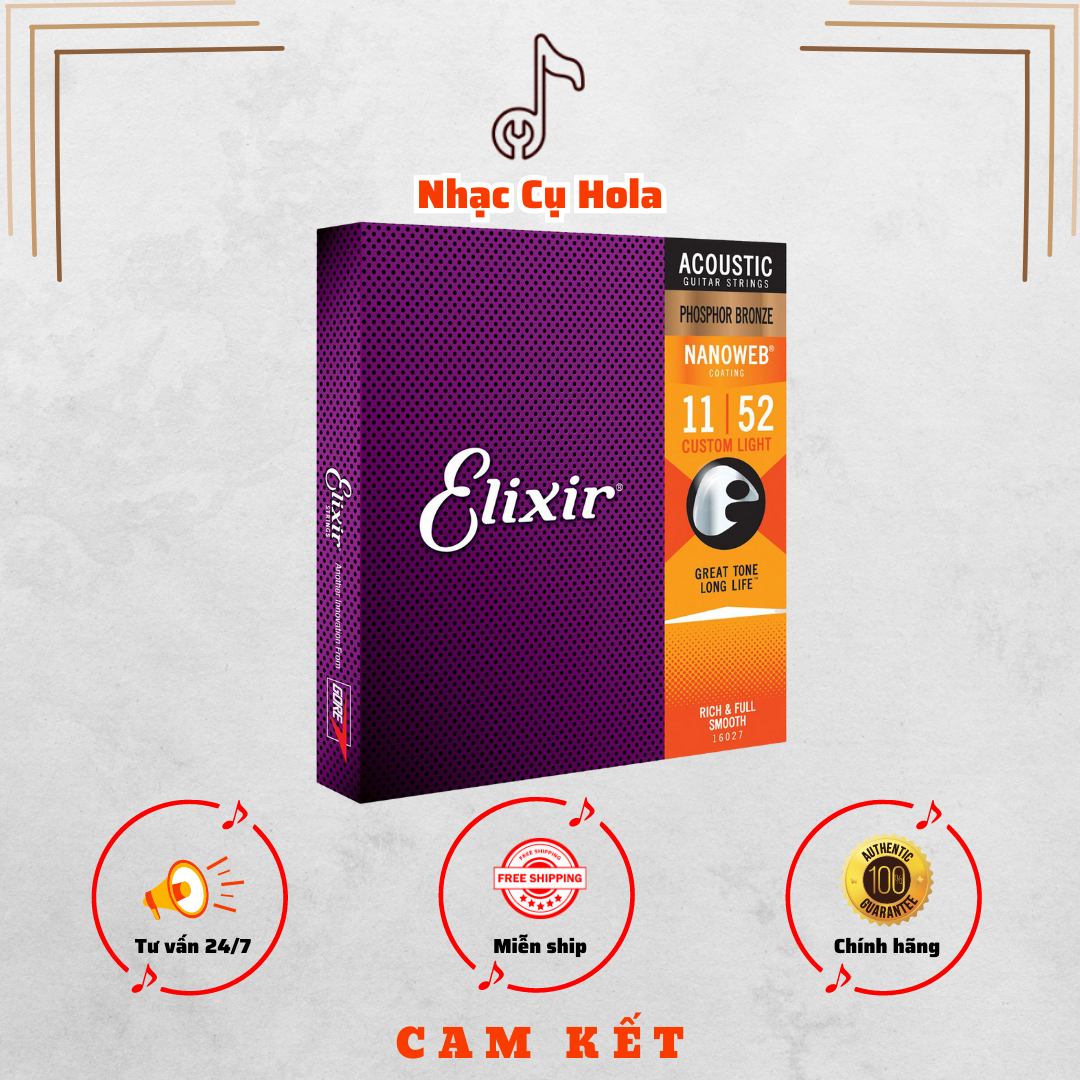Elixir Phosphor Bronze Nanoweb 11 | 52 Acoustic Guitar Strings