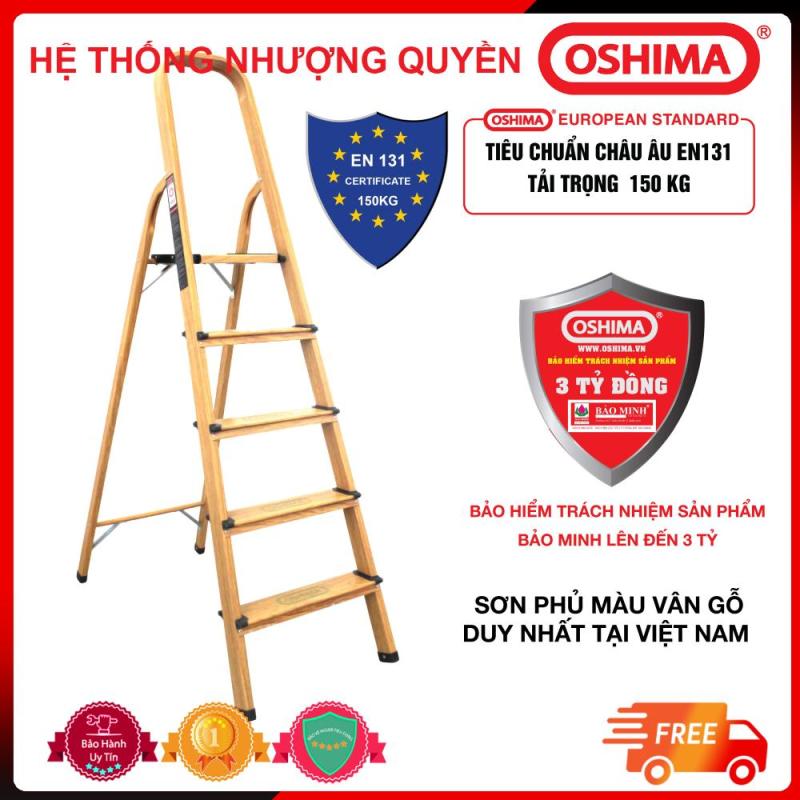 Thang nhôm ghế 5 bậc Oshima TG5 – Thang nhôm gia đình -  Bảo hiểm trách nhiệm chất lượng sản phẩm Bảo minh lên đến 3 tỷ đồng - Bảo hành 12 tháng