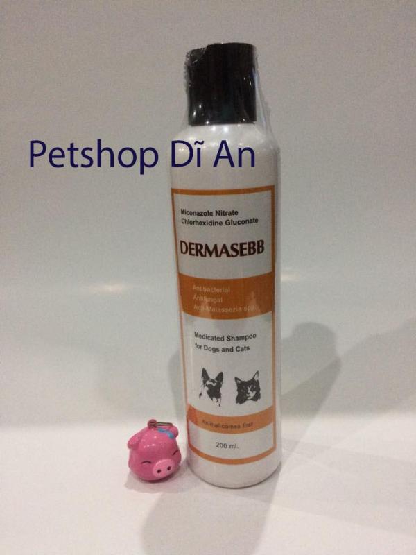 Sữa tắm DERMASEBB kháng khuẩn, kháng nấm và bọt chống ngứa cho chó mèo, chai 200ml
