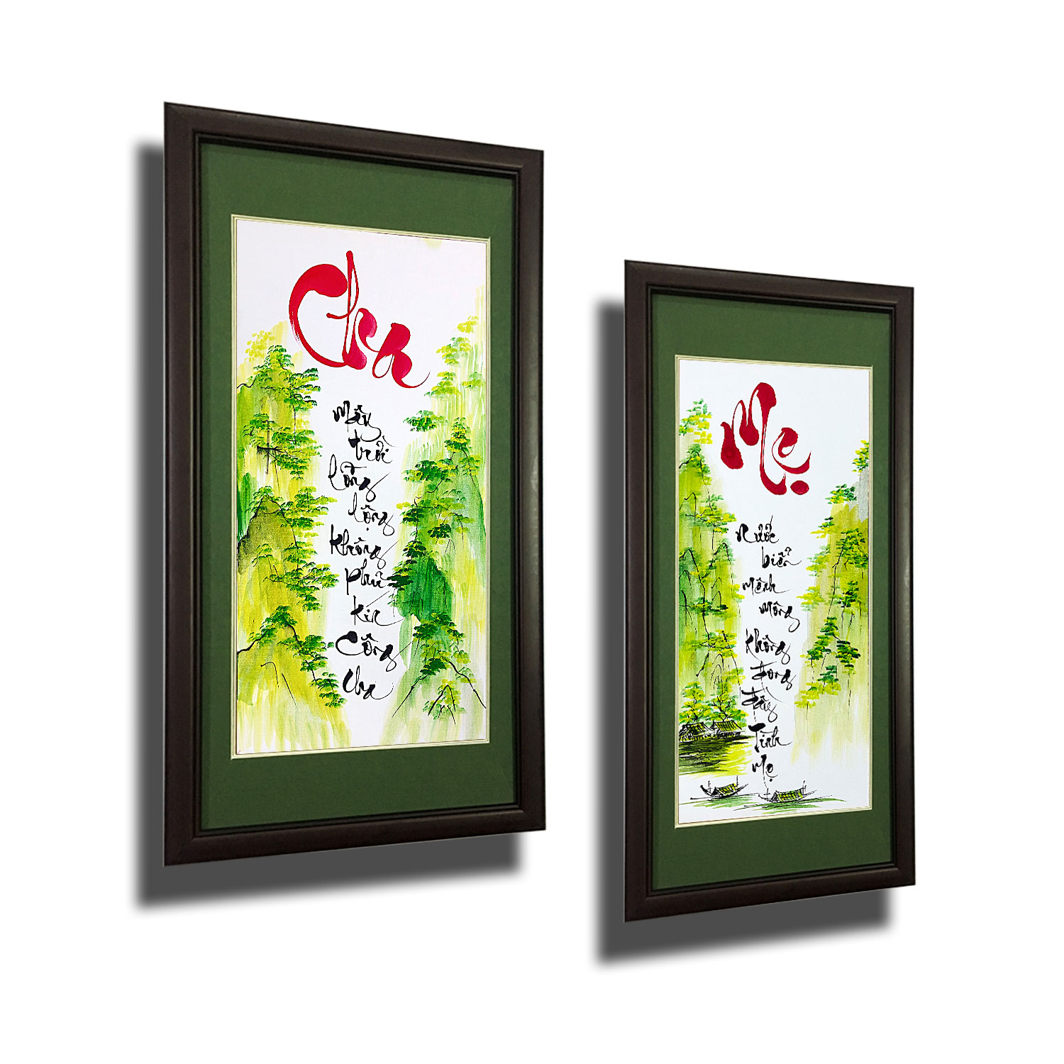 Tranh thư pháp- Cha Mẹ 177 - Tranh Minh Hiền (viết và vẽ 100% - không sử dụng in ấn)