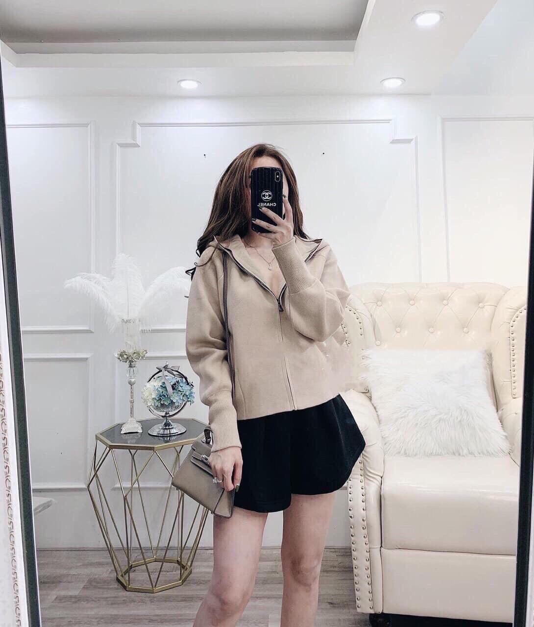 ÁO KHOÁC LEN DÂY KÉO CÓ NÓN THỜI TRANG
