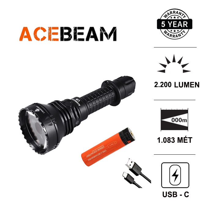 Đèn pin chiếu xa ACEBEAM L19 V2 TRẮNG độ sáng 2200 lumen chiếu xa 1083m