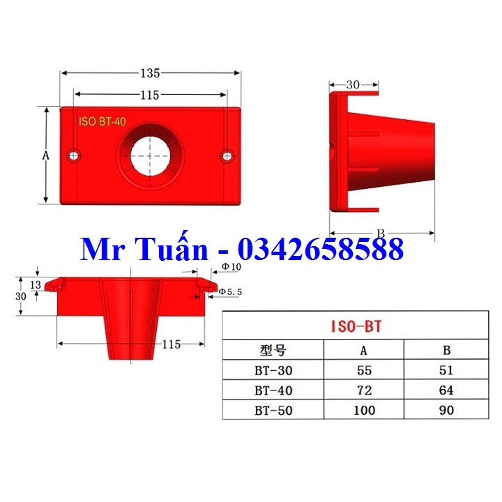 Tấm nhựa gá chuôi dao BT30