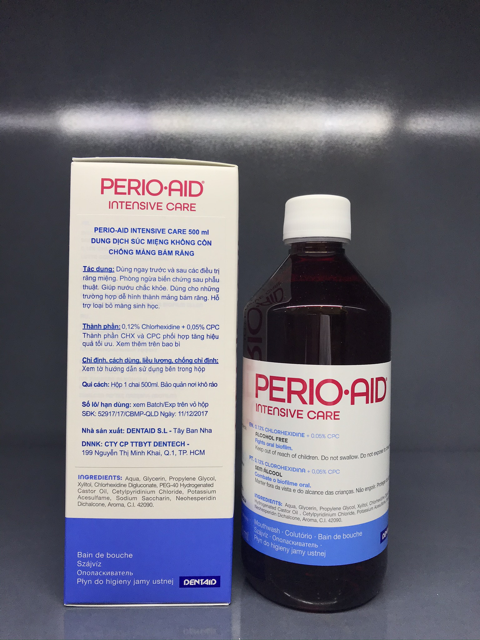 Nước súc miệng sát khuẩn PERIO AID INTENSIVE CARE 500ML [dvcareshop]