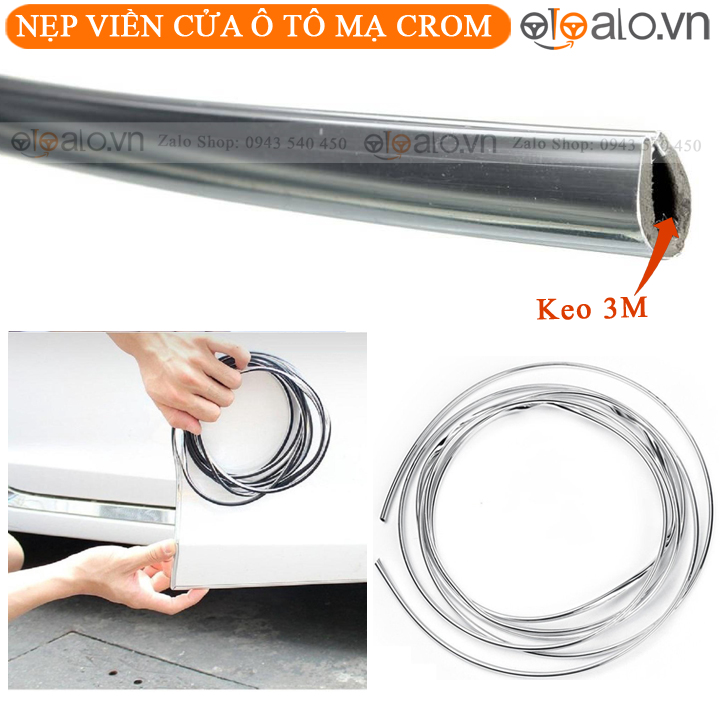 Nẹp viền xe ô tô mạ crom Màu Bạc CAO CẤP - Cuộn 15M - OTOALO