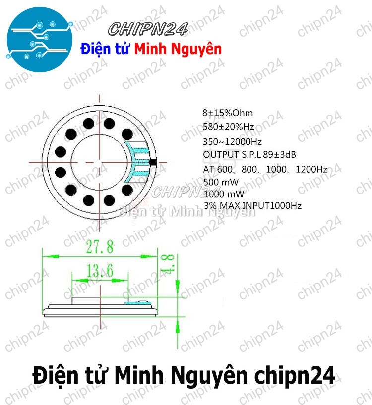 [2 cái] (N29) Loa 8R 0.5W 28mm - HH005056
