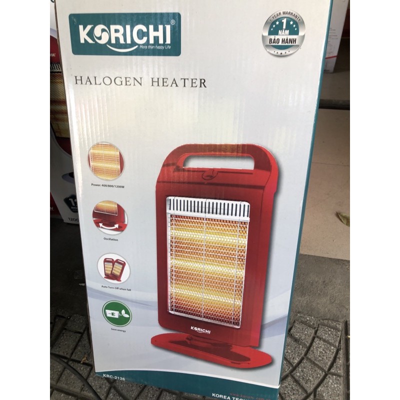 Quạt sưởi 3 bóng Halogen Korichi KRC-2126 (3 đèn , giá rẻ , vỏ nhựa ,  , bảo hành 12 tháng)