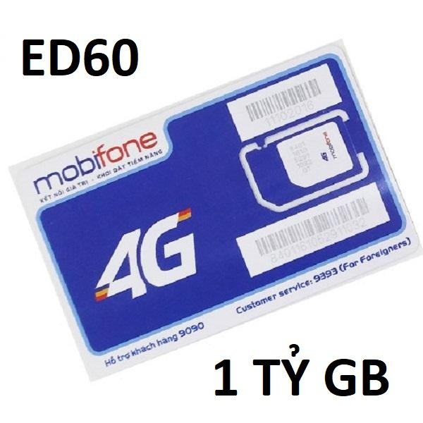 FREESHIP - CHƯA KÍCH HOẠT. SIM 4G MOBI ED60 FULL DATA MAX BĂNG THÔNG