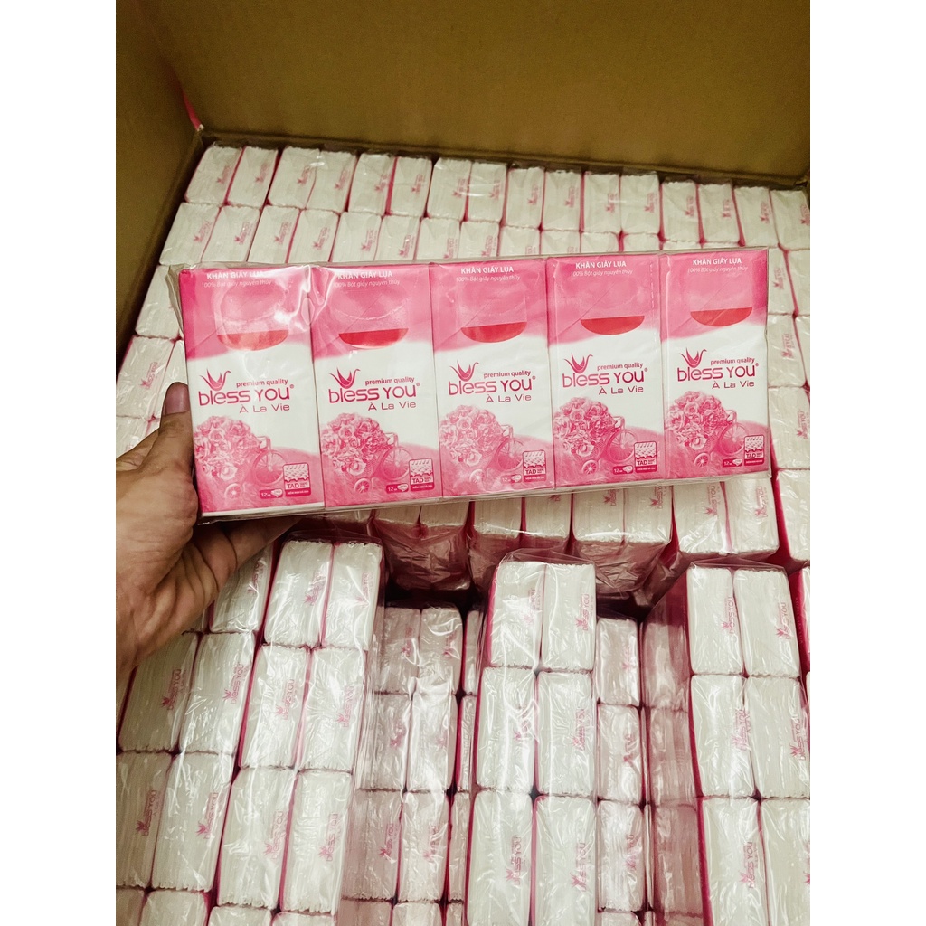 Khăn giấy lụa bless you 3 lớp cao cấp lốc 10 gói bỏ túi tiện lợi