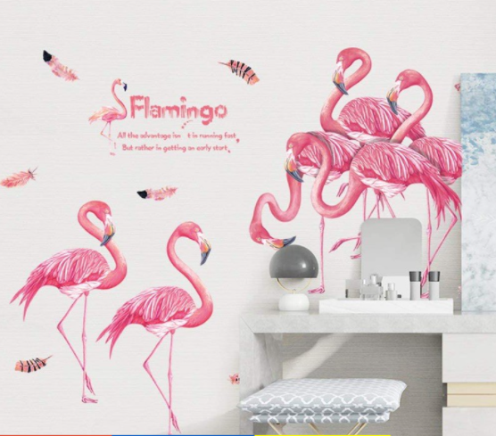 Decal trang trí tường - Cò Hồng Quý Tộc Flamingo