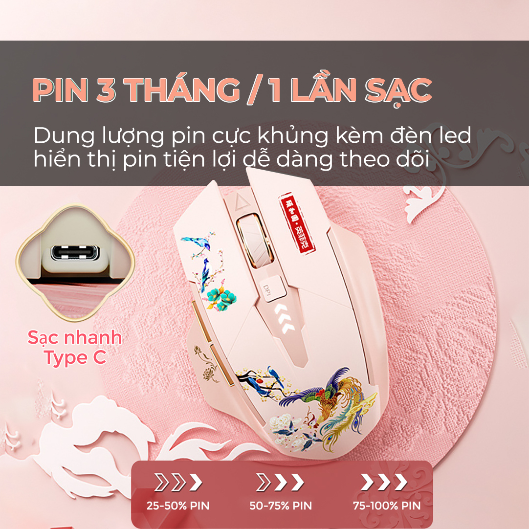 Chuột không dây bluetooth sạc pin SIDOTECH A10 Tết silent giới hạn gaming 6 nút bấm pin 3 tháng 5 mức điều chỉnh DPI tốc độ phản hồi cao công thái học chống mỏi tay cho laptop máy tính - Hàng chính hãng