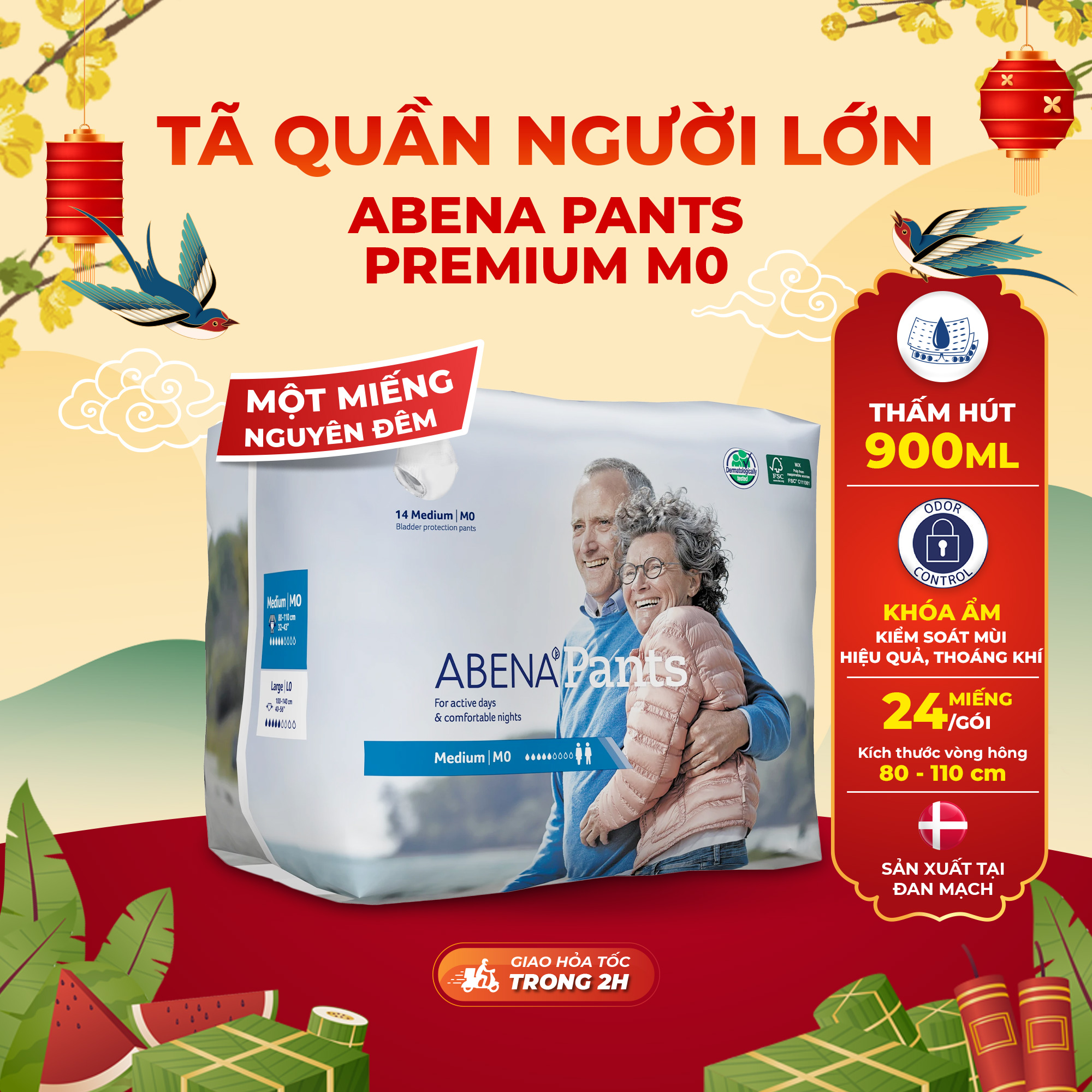 Tã quần người lớn Abena Pant - Nhập khẩu Đan Mạch (Gói 14 miếng)
