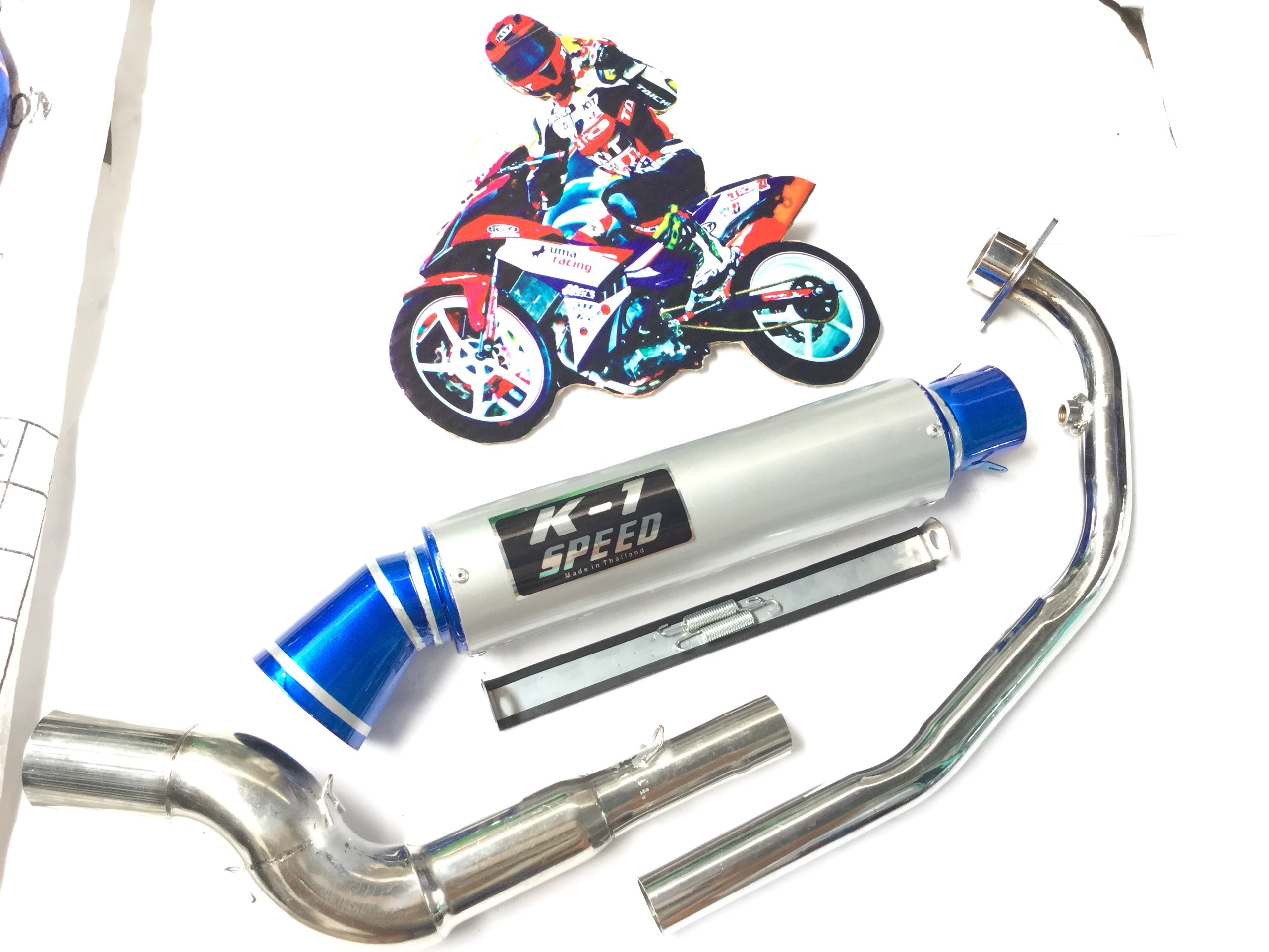 Pô K1 vip trắng - Cổ Cong 2 Khúc Đá Winer + Sonic