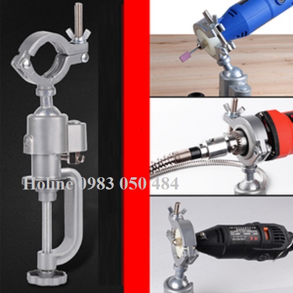 chân đế kẹp máy khoan mài khắc máy mài khuôn thẳng - Giá đỡ máy khoan tay kẹp bàn xoay 360 độ
