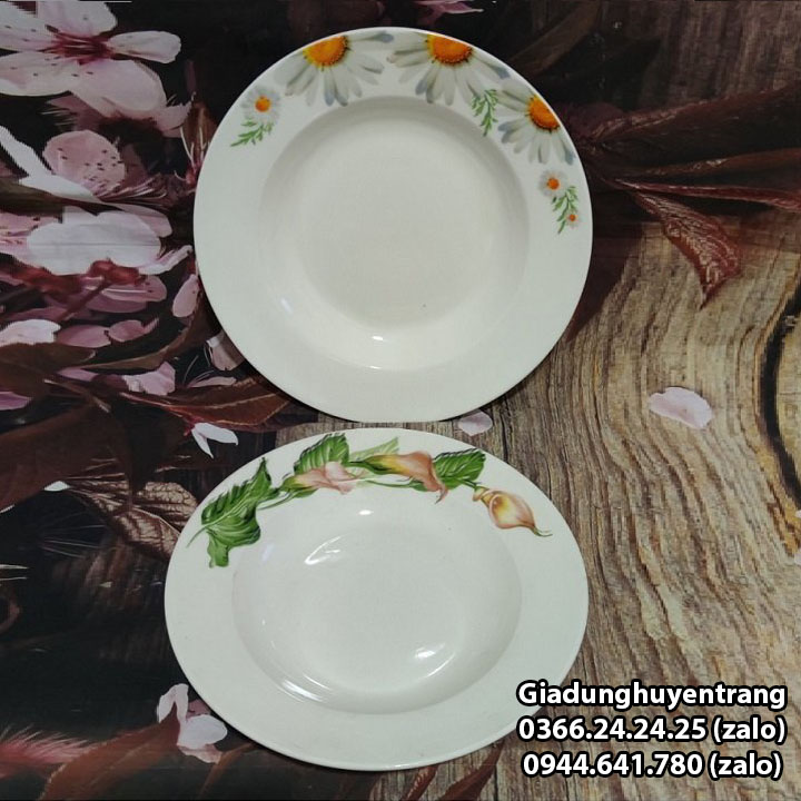 dĩa sứ họa tiết - dĩa sứ lòng sâu