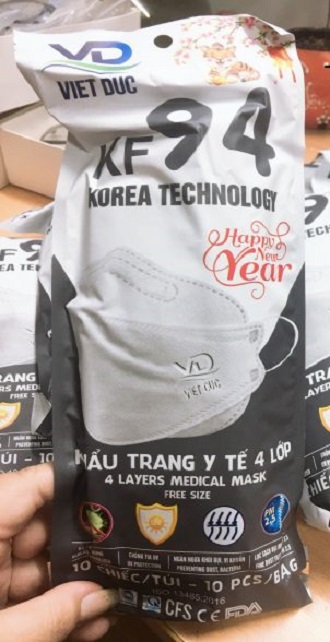 Khẩu Trang KF94 - Việt Đức 4 lớp (10 cái/túi/hộp)