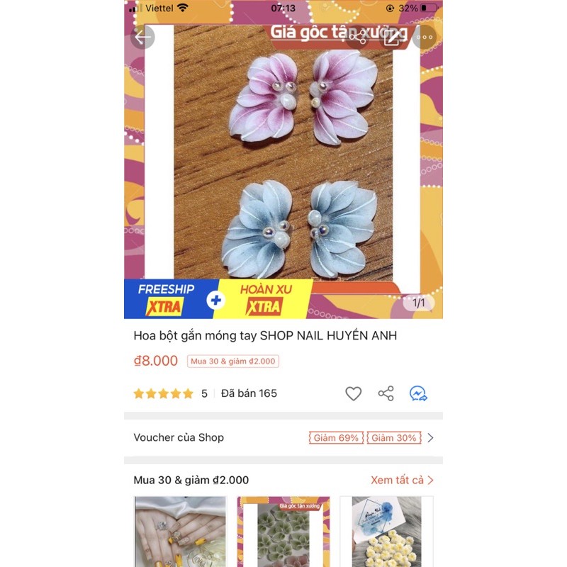Hoa bột gắn móng tay hoa bột giá sỉ