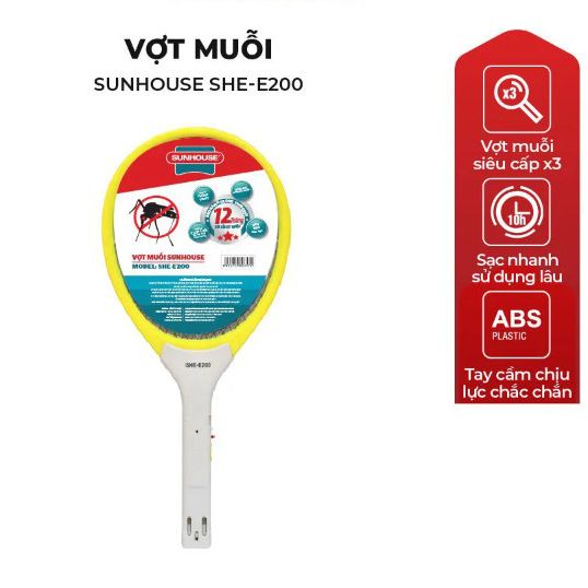 Vợt muỗi điện sunhouse she-e200 cao cấp vợt muỗi sunhouse she-e200