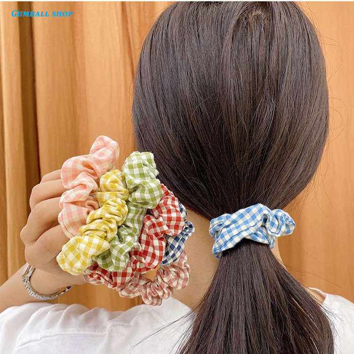 [Giá Sỉ] Chun cột tóc họa tiết caro - Dây buộc tóc giá rẻ