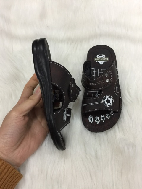 Dép Lê Da Pu Quả Bóng Bé Trai Bền Size 23-37