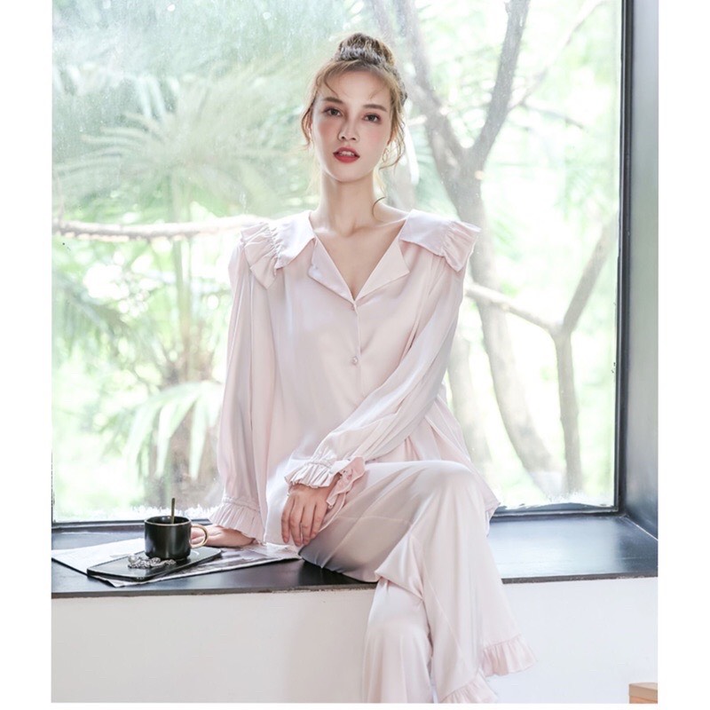 Bộ ngủ lụa dài tay cao cấp Eleni ( DT03) ⚡️FREE SHIP⚡️