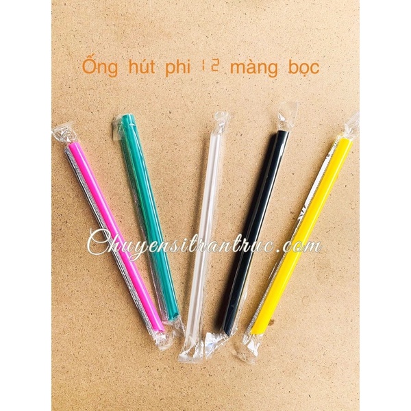 [5 MÀU - HÀNG SẴN] 500gram Ống Hút trân châu phi 12 có màng bọc (200 cái)
