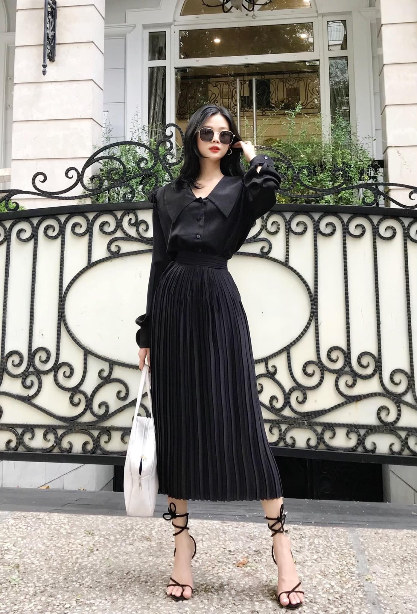 VELLE DESIGN chân váy dập ly July chất voan lụa dập li cao cấp.