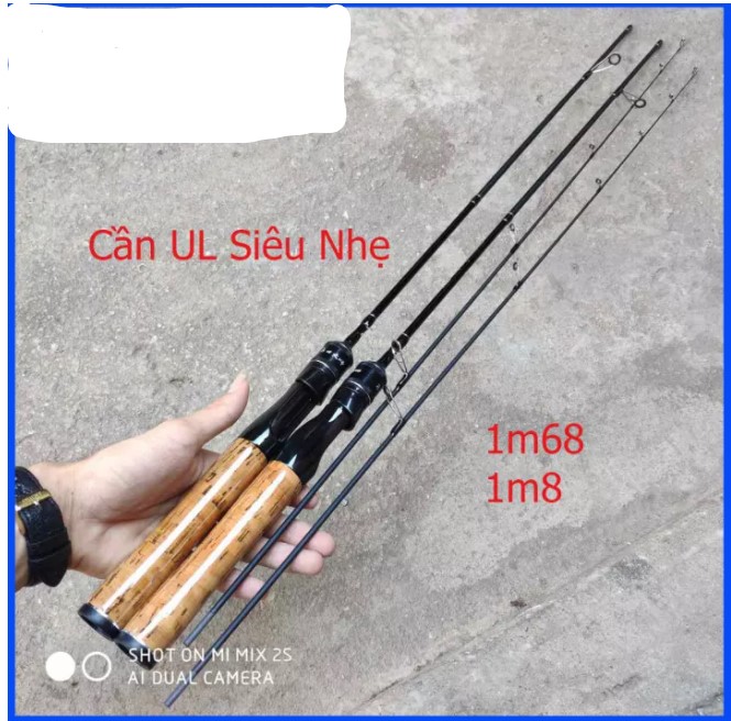 Cần câu lure UL cán trắng ultra light (tặng mồi giả)