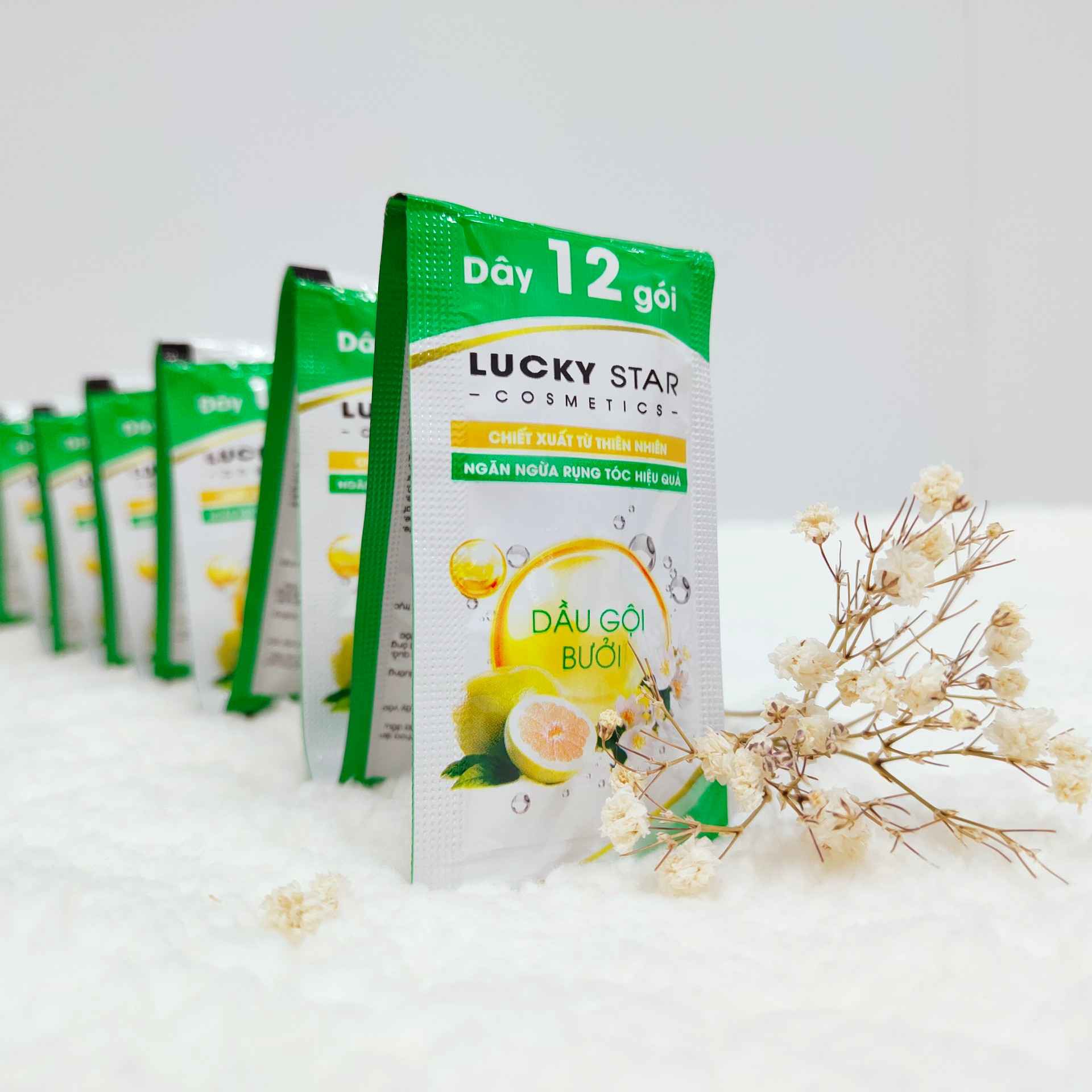 Dầu gội tinh dầu bưởi dây 12 gói - lucky star