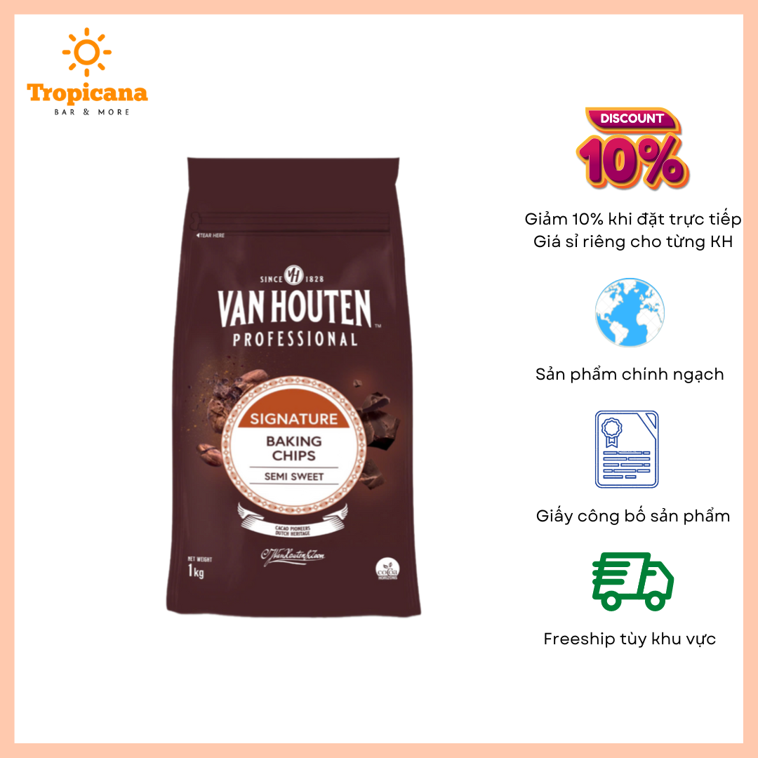 Socola chip hạt Van Houten - Túi 1kg - Khách đặt hỏa tốc tránh chảy socola