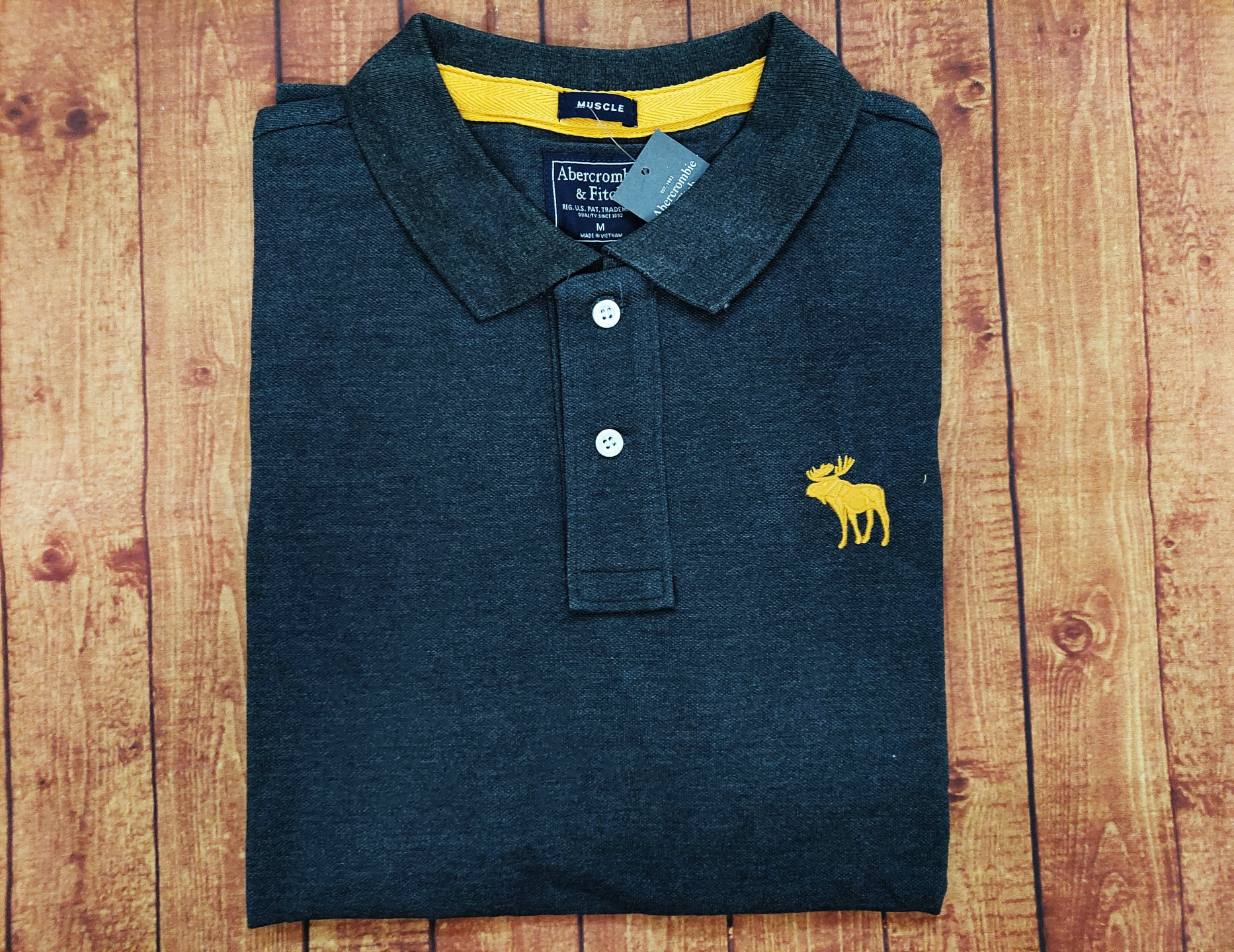 Áo thun polo Abercrombie Gray new