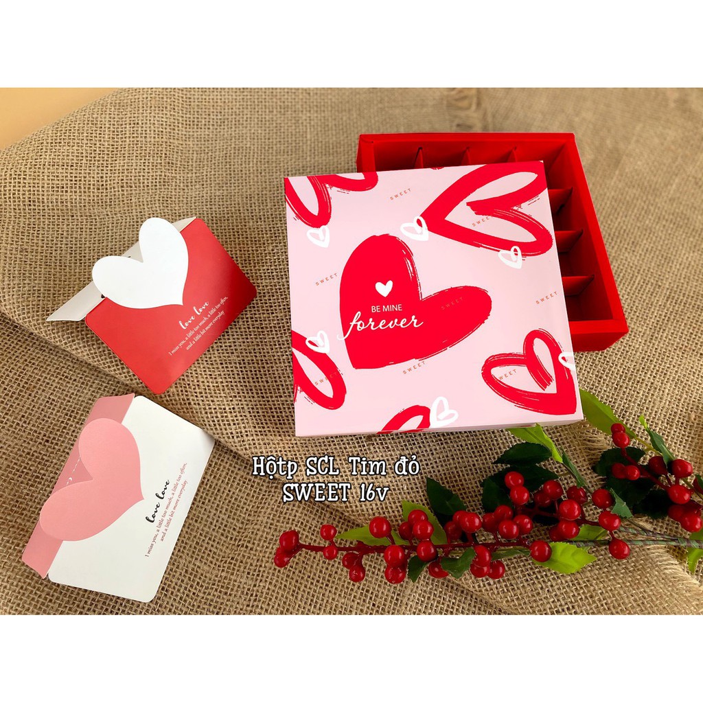 Hộp Đựng Socola 9 Viên Các Mẫu - Đỏ Forever