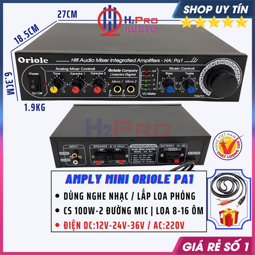 Amply Loa Phóng Thanh 100W 12V-24V Làm Loa Phát Thanh Di Động - Bán Hàng Rong, Âm Ly Karaoke Mini Nghe Nhạc-H2Pro Audio