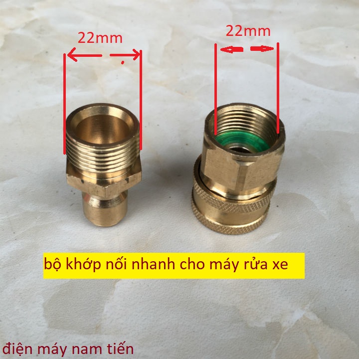 Bộ khớp Nối Nhanh Máy Rửa Xe | BỘ KHỚP NỐI NHANH CHO DÂY RỬA XE | BỘ KHỚP NỐI CHỐNG XOẮN DÂY CHO MÁY RỬA XE | Khớp nối nhanh béc s.úng xịt rửa của máy rửa xe áp lực cao - đầu Ra Ren 22mm