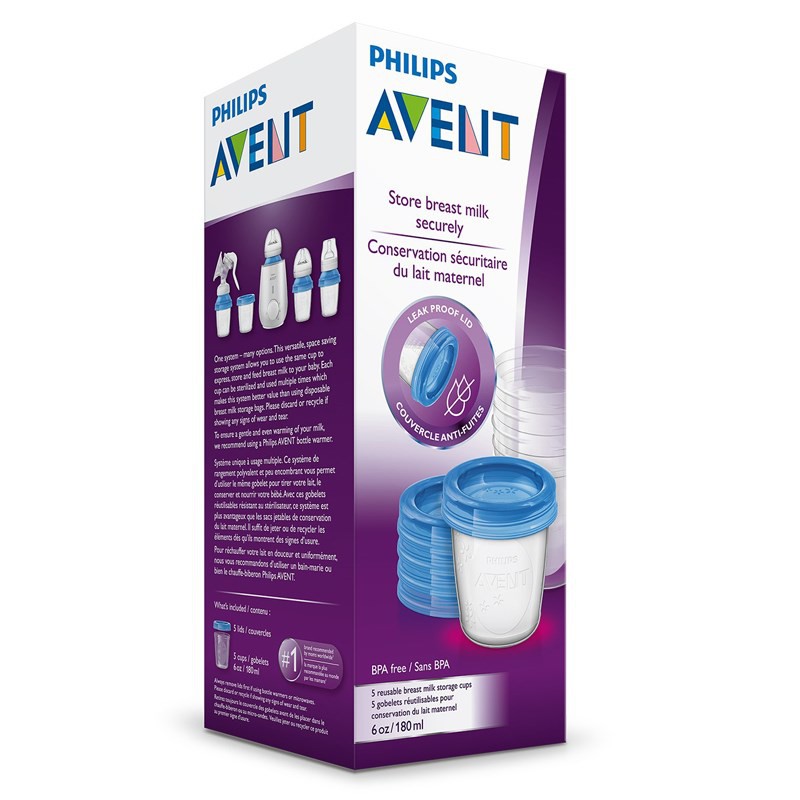 Cốc trữ sữa VIA Philips Avent SCF618/10 180ml, 10 ly