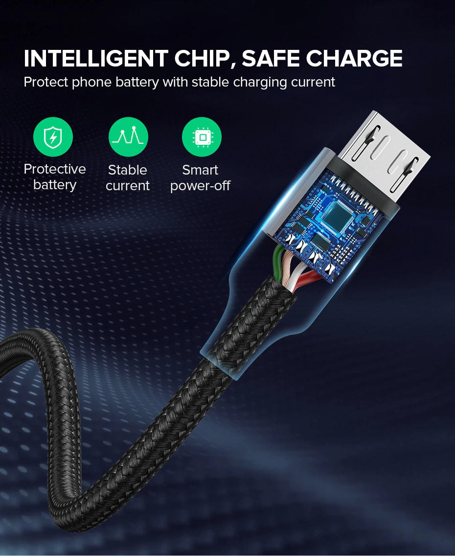 Cáp sạc USB 2.0 A sang Micro Ugreen US290 | Sạc nhanh cho Samsung Xiaomi HTC | Vỏ sợi siêu bền | Bảo Hành 1 đổi 1 18 tháng | 60144 60145 60146 60147 60148 60403 60151 60152 60153 60149 60150 60404
