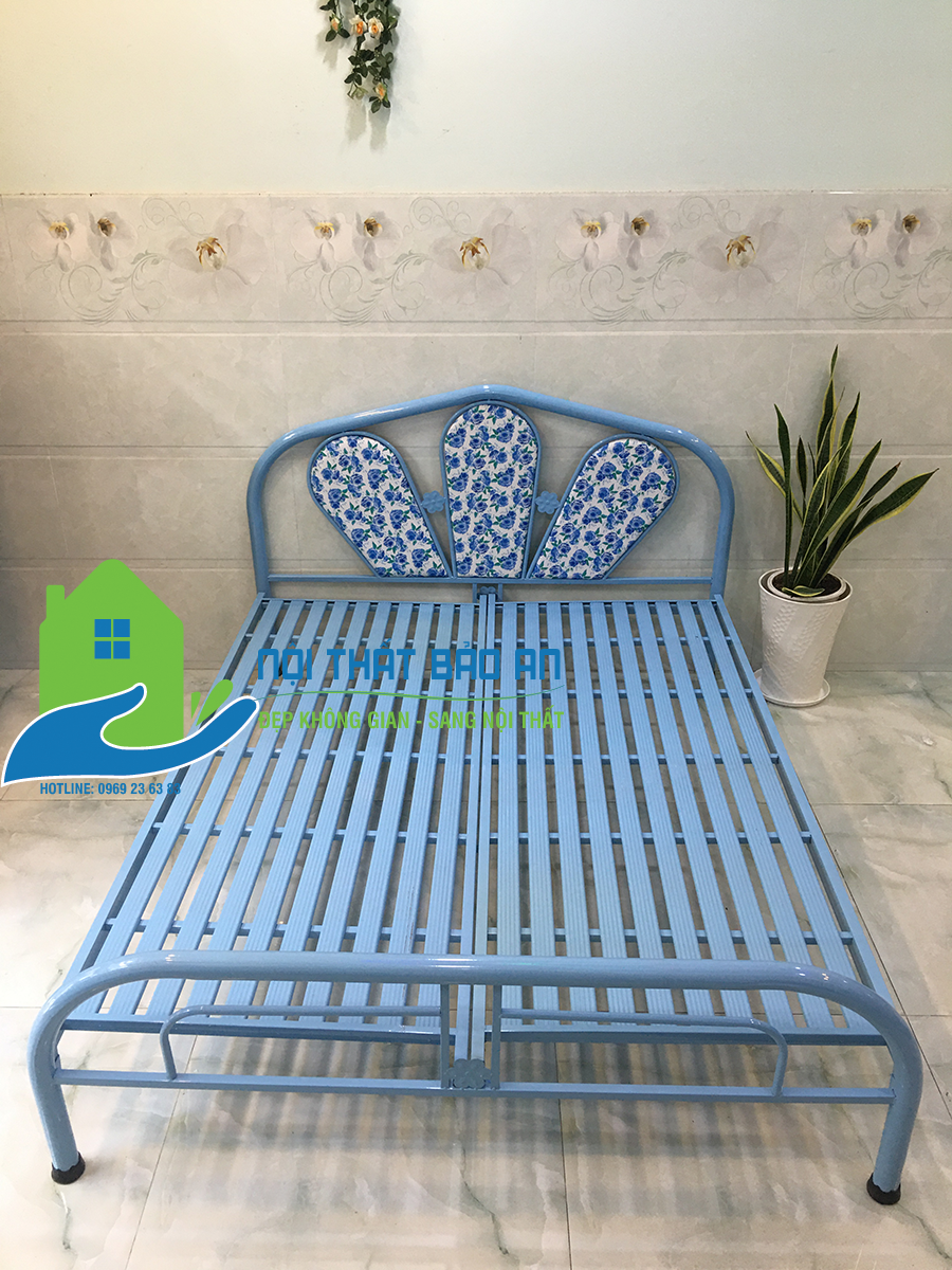 [HCM] Giường sắt hoa văn kích thước 1m2x2m - Bảo An