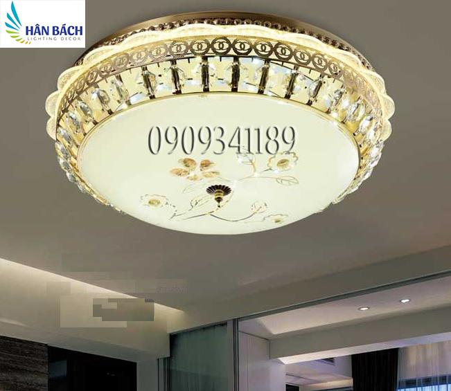 Đèn mâm led gắn trần - đèn ốp trần led - Đèn mâm led pha lê 3 chế độ ánh sáng