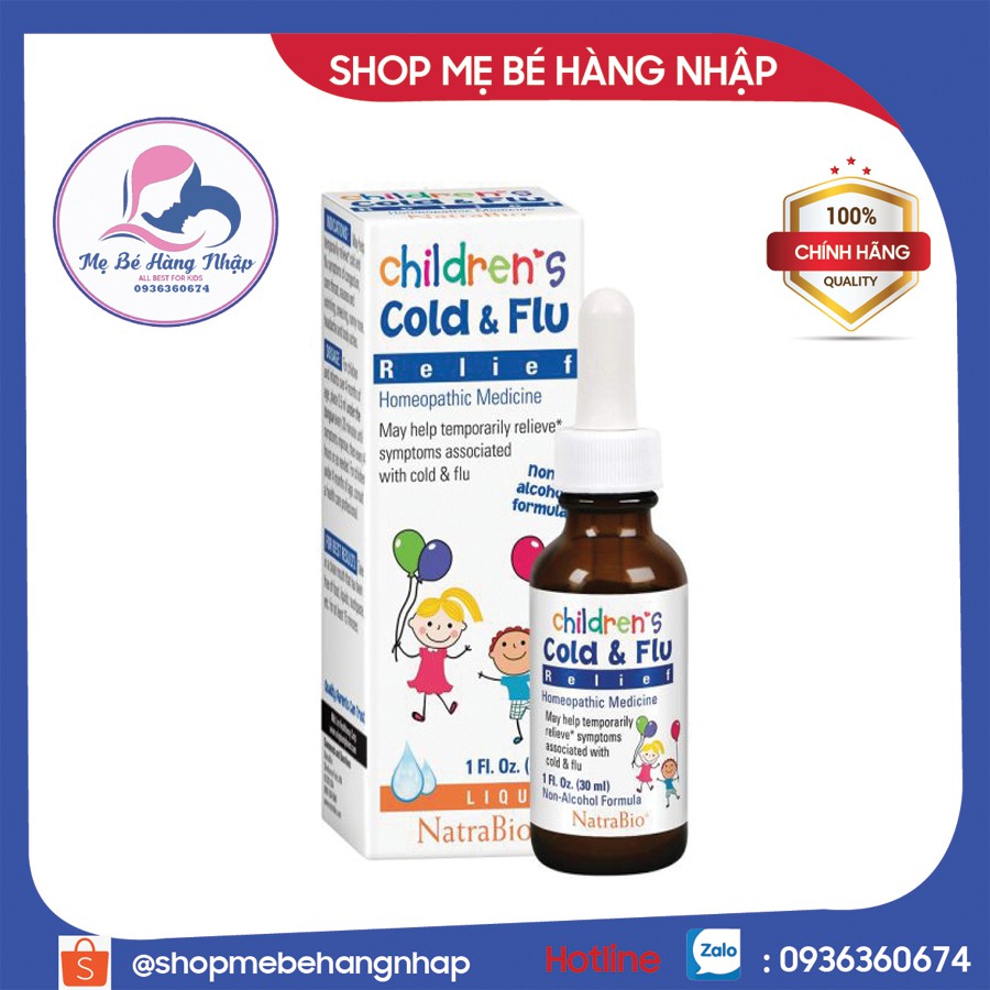Siro Children Cold and Flu Mỹ 30ml - Giảm cảm cúm hiệu quả cho bé -hàng Mỹ