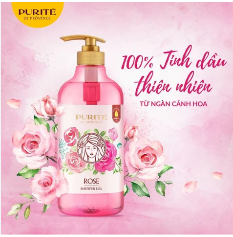 Sữa tắm purite de provence hương nước hoa 850ml - hoa anh đào / hoa hồng