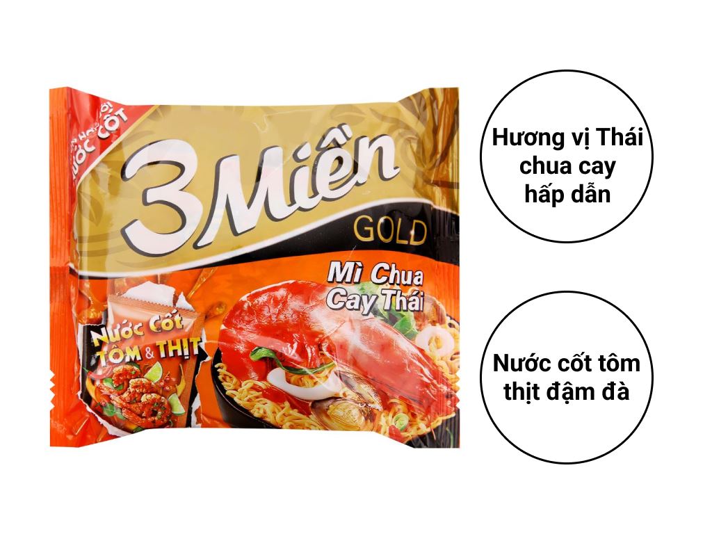 Mì 3 miền gold gói 75g - cty bát muội