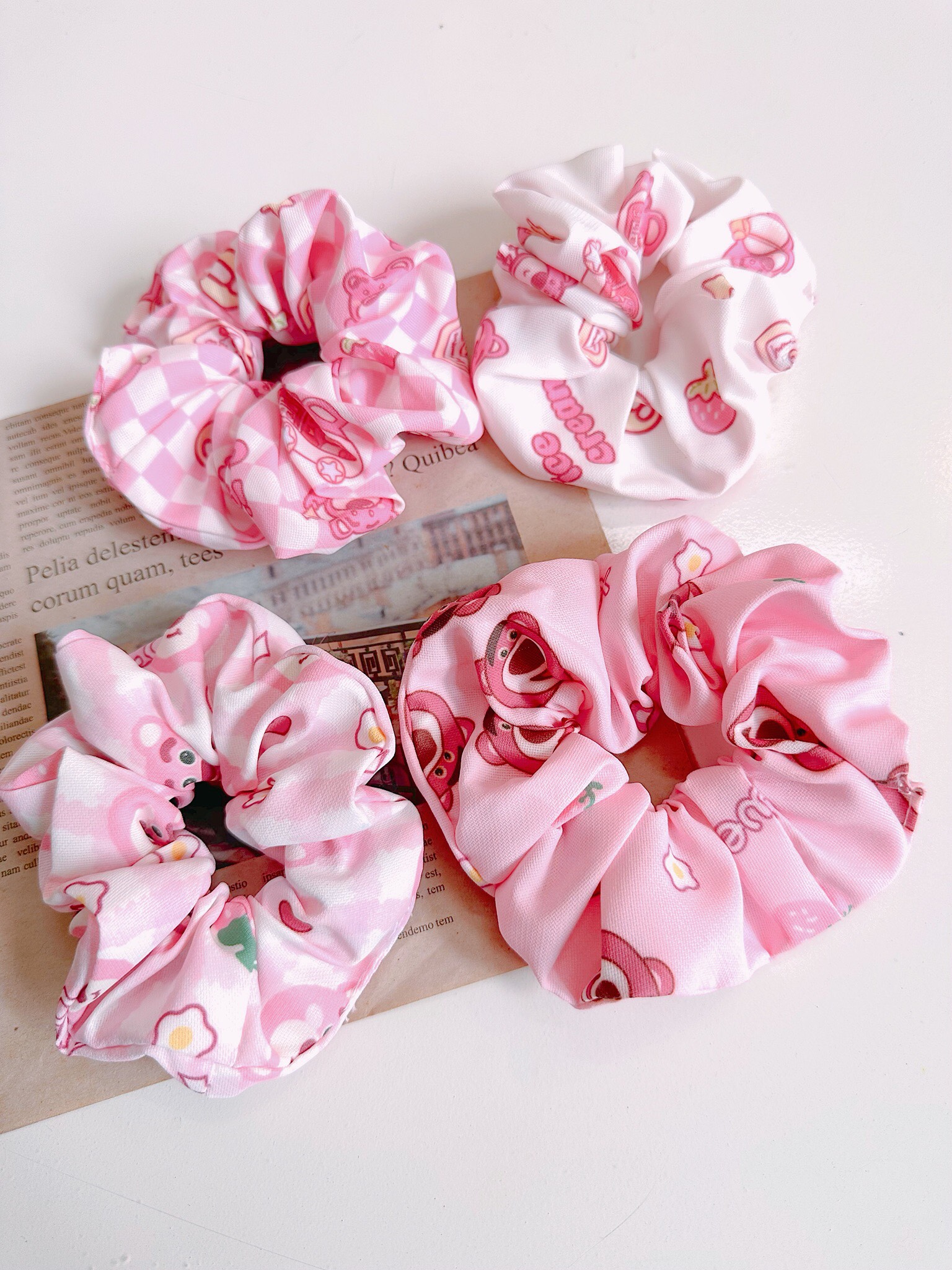Dây Buộc Tóc gấu [HCM] Cột Tóc Scrunchies Hoạ tiết siêu dễ thương cutte