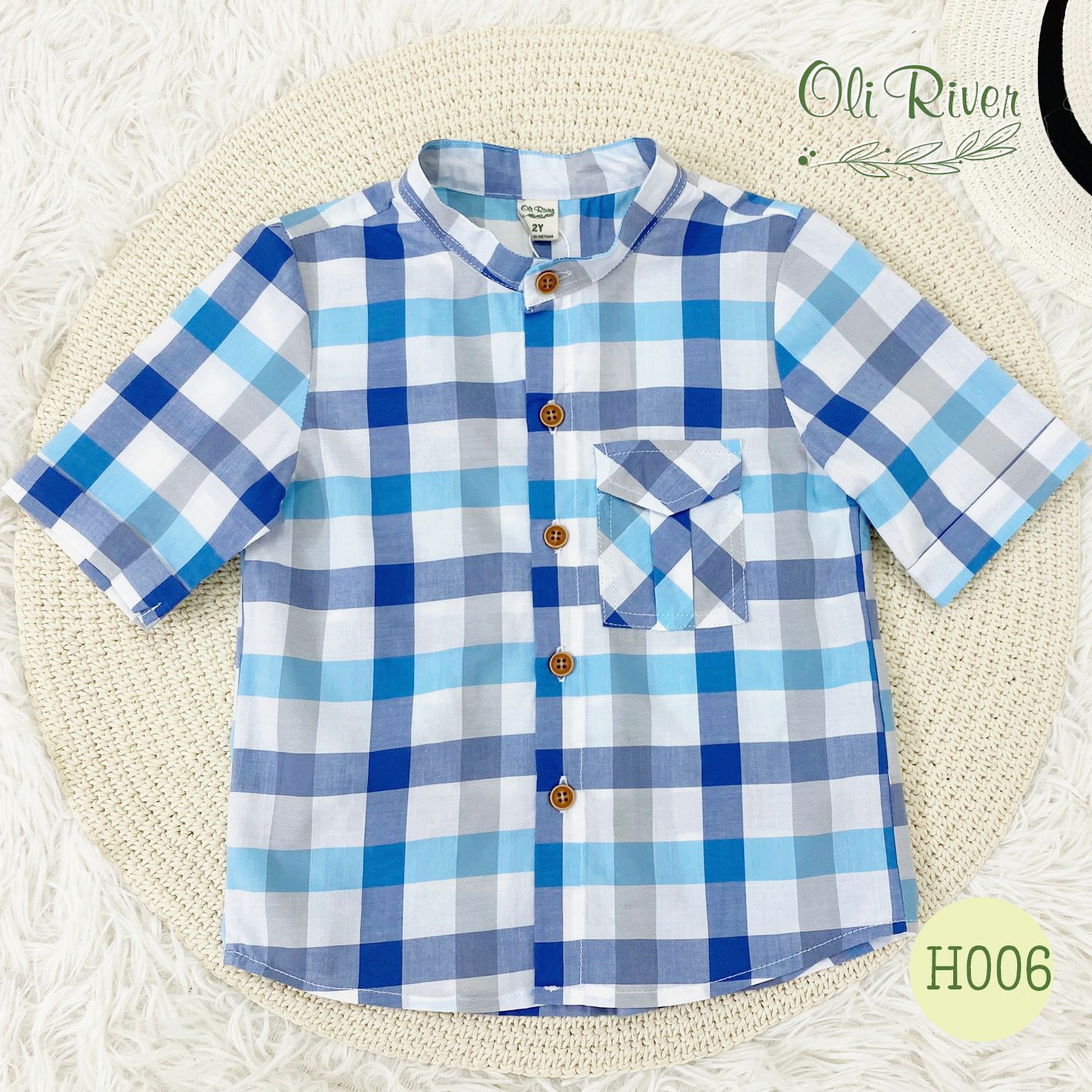 (1-10 tuổi) Bộ sơ mi bé trai chuẩn hãng Oli River cực phong cách (H006)