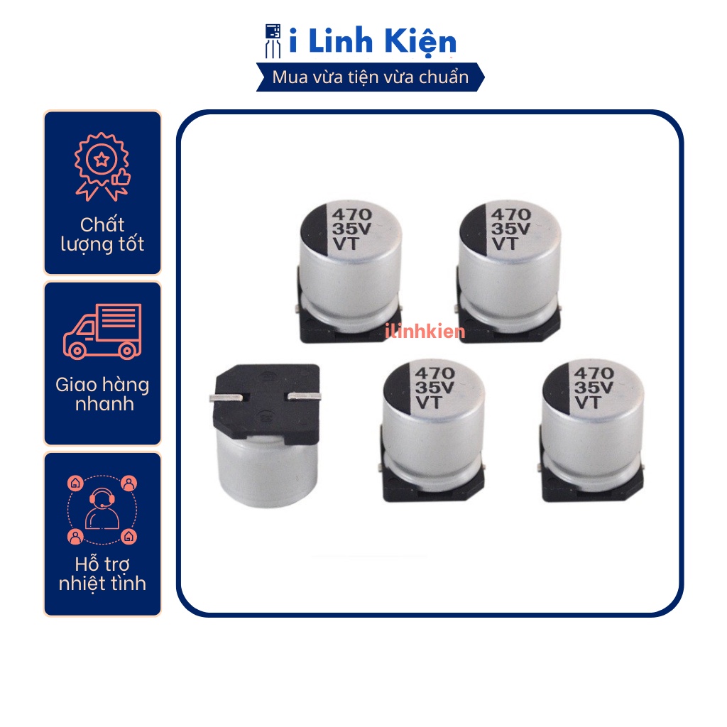 Tụ nhôm 35v 470uf 10x10.5mm chính hãng chất lượng tốt