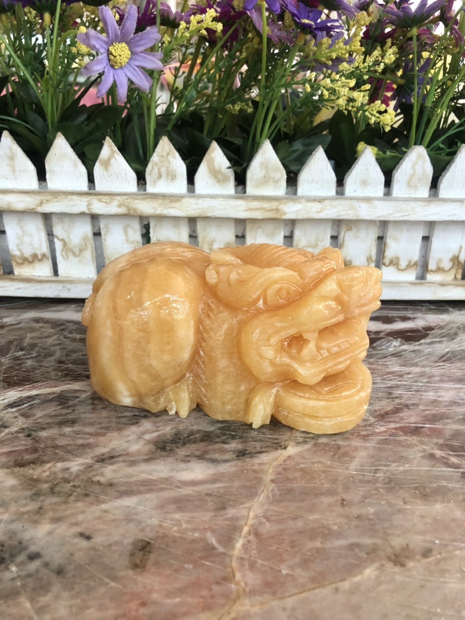 Cặp tỳ hưu đá ngọc hoàng long - Dài 8 cm