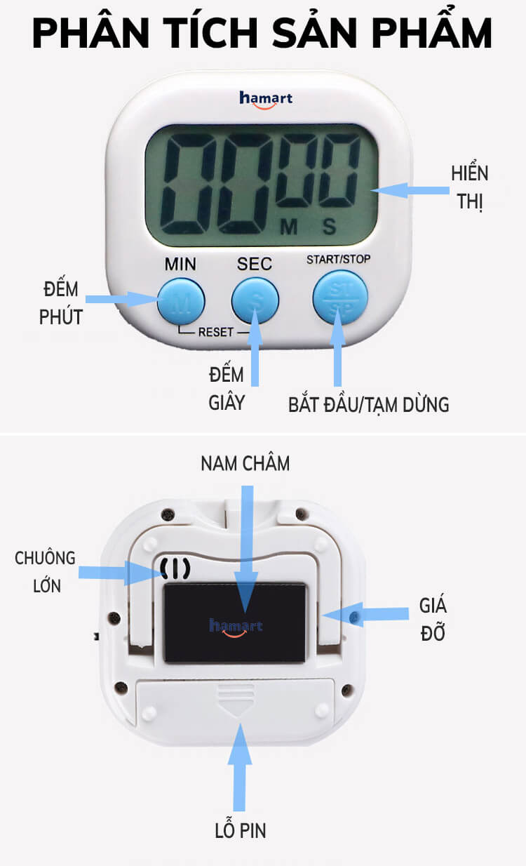 Learning Stopwatch Magnetic Suction Cooking Timer Countdown Clock Free 3A Battery